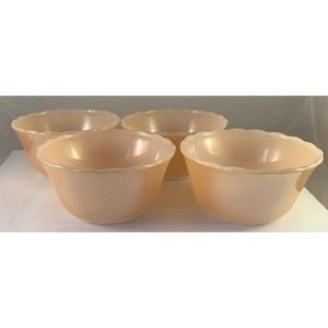 VTG Fire King Iridescent Peach Luster Set Of 4 Custard Dishes #424 6 Oz